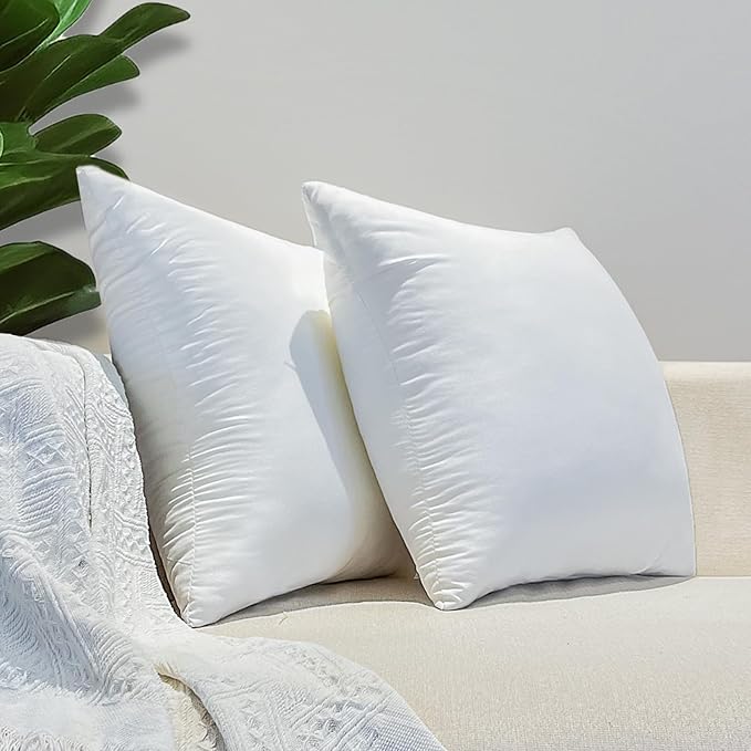 4 Pack Pillow Inserts Waterproof Outdoor 18x18 inch White | Waterproof protection.Hypoallergenic & washable. Stays plump and supportive.Ideal for indoor/outdoor use on couch or patio.