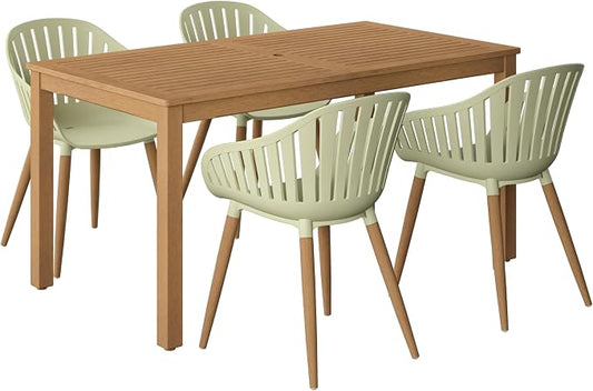 Urban Elements Lowa 5-Piece |Teak| Rectangular Patio Dining Set for 4 Ideal for Enjoy with Family and Friends