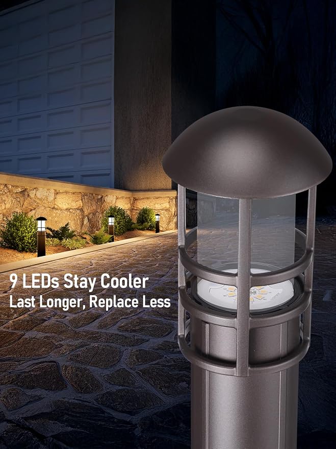 LEONLITE 8-Pack Low Voltage Landscape Pathway Lights, 3W, CRI90, 3000K | 12-24V AC/DC, Aluminum, ETL, Warm White, Low Voltage LED Bollard Path Lights, for Walkway Yard Garden