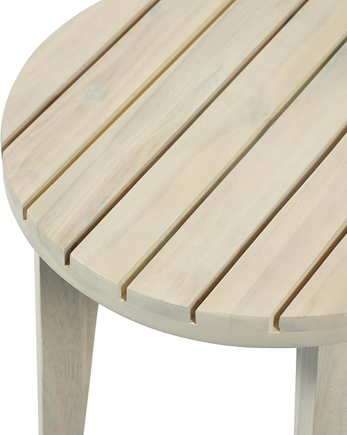 Christopher Knight Home Parker Acacia Wood Outdoor Coffee Table, Small Side Table for Patio Furniture Set, Solid Wood Round End Table for Patio/Deck/Garden, Light White