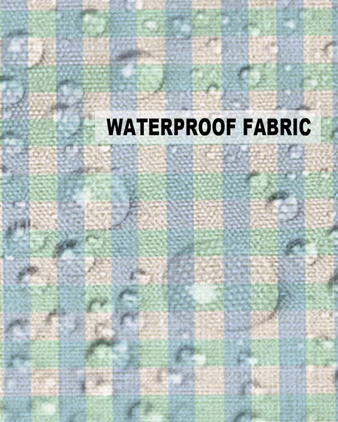 Outdoor Waterproof Throw Pillow Covers Set of 2 Buffalo Plaid Pillowcases 18x18 Inches Blue Linen Classic Checked Patio Decorative Pillows Cushion Case Patio Pillows for Couch Bed Chair Garden