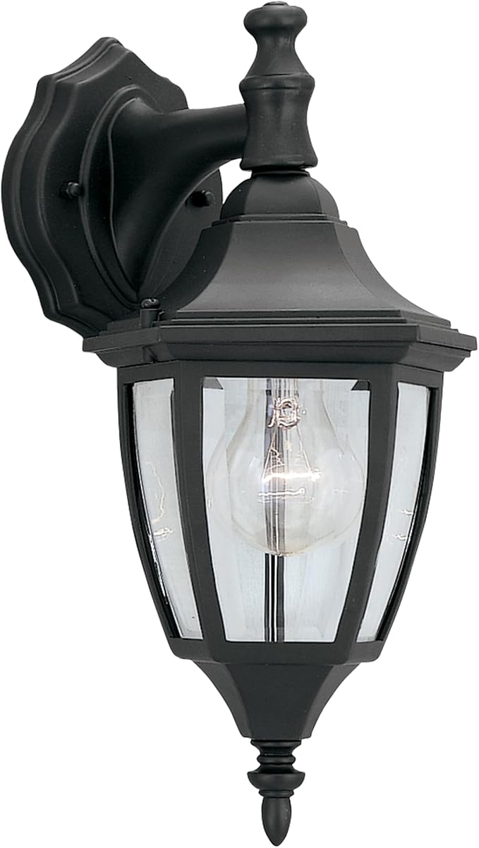 Designers Fountain Waterbury Outdoor Light Fixture, 14.25 Inch Exterior Wall Lantern Sconce for Front Door, Patio and Porch, Black, 2461-BK
