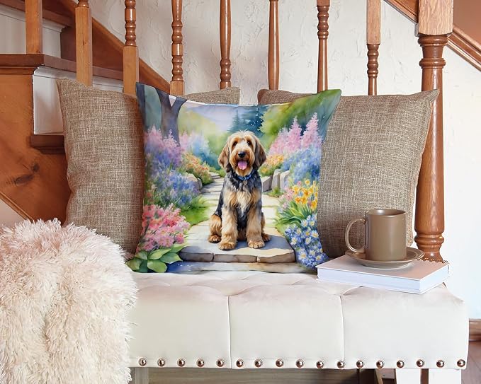 Caroline's Treasures Otterhound Spring Path Throw Pillow Machine Washable, Indoor Outdoor Decorative Pillow for Couch, Bed or Patio, 14Hx14W
