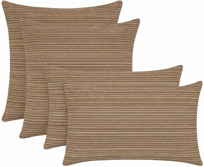 RSH DECOR: Outdura Lumbar & Square Pillows Set of 4 | 20" x 12" & 17" x 17" | Water & Fade-Resistant Performance Fabric | Outdoor Throw Pillows for Patio Furniture | Made in USA (Moran Sonoma)