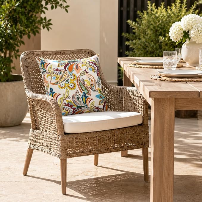 Outdoor/Indoor Decorative Throw Pillows 18×18 Inch | Pack of 2 Waterproof Decorative Throw Pillows with Inserts, Square Pillows for Bed, Couch, Sofa and Patio Furniture