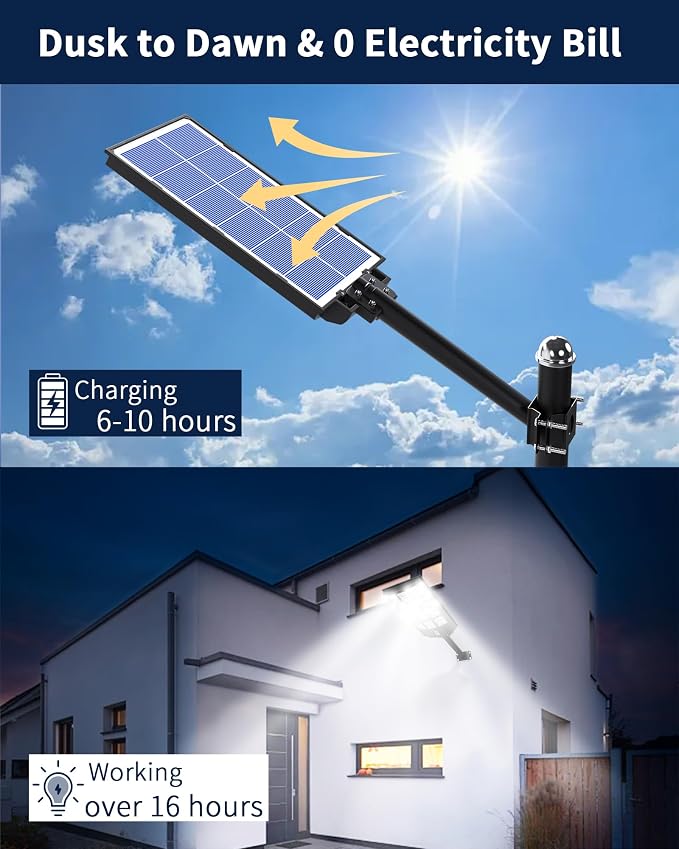Solar Street Lights Outdoor,Of-5600W Commercial Parking Lot Light | Solar Flood Light, LED Area Light with Motion Sensor, Dusk to Dawn, Remote Control for Security Lighting in Streets, Barns