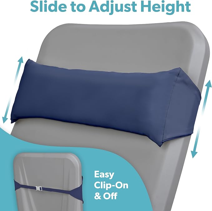 Coast Modern Outdoor Lounge Chair Pillow with Strap - Waterproof Headrest Pillow for Pool Lounger & Patio Chaise Cushions
