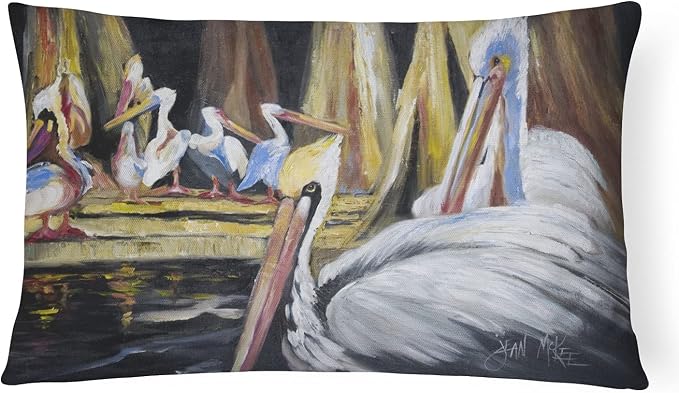 Caroline's Treasures JMK1137PW1216 Pelicans Canvas Fabric Decorative Pillow Machine Washable, Indoor Outdoor Decorative Pillow for Couch, Bed or Patio, 12HX16W