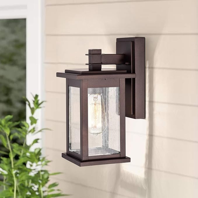 MICSIU Oil Rubbed Bronze Transitional 12 Inch Outdoor Wall Light 2 Pack | No Assembly Required, 100W Max Exterior Porch Sconce Light for Front Door, Garage, Patio, Yard, Deck