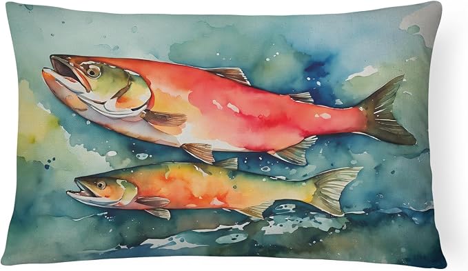Caroline's Treasures DAC2818PW1216 Salmon Throw Pillow Machine Washable, Indoor Outdoor Decorative Pillow for Couch, Bed or Patio, 12HX16W