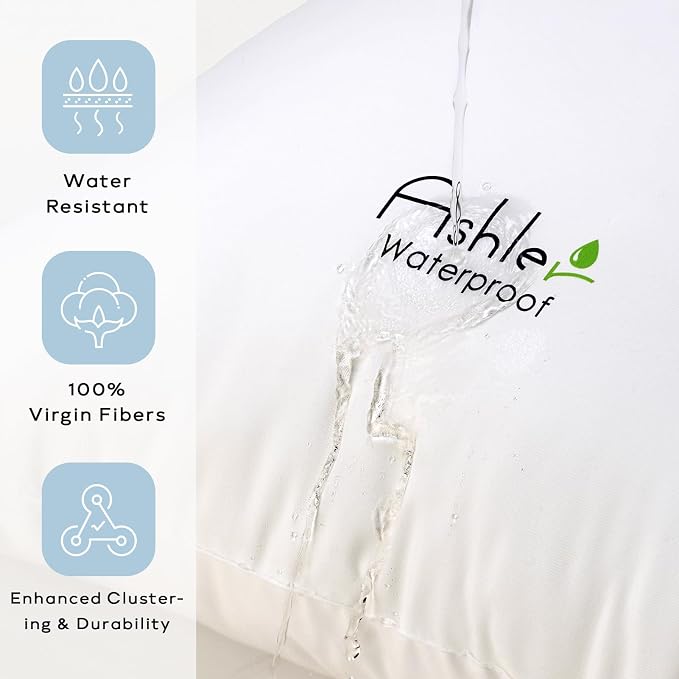Outdoor Pillows 20 X 26 Pillow Inserts Pack of 4, Water-Resistant Decorative Premium Lumbar Pillow Stuffer Sham Waterproof Pillow for Sofa Couch, Porch Patio Living Room Bedroom Furniture
