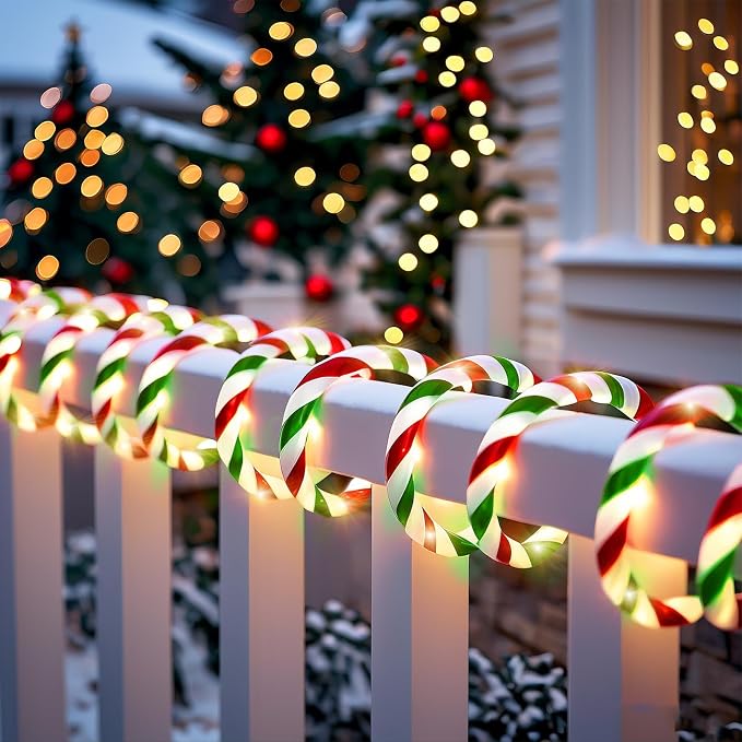 Vigdur Candy Cane Rope Lights Outdoor, 18FT 216 LEDs Christamas Rope Lights | Connectable And Flexible Clear Tube, IP65 Waterproof, Christmas Rope Lights for Patios Gardens Parties And Christmas Décor