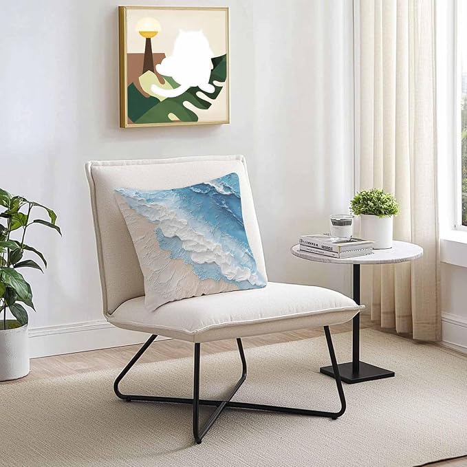 Summer Beach Theme Outdoor Pillow Covers 16x16in Pack of 2 Waterproof Pillowcase Watercolor Blue Ocean Wave Decorative Throw Cushion Case for Patio Couch Sofa