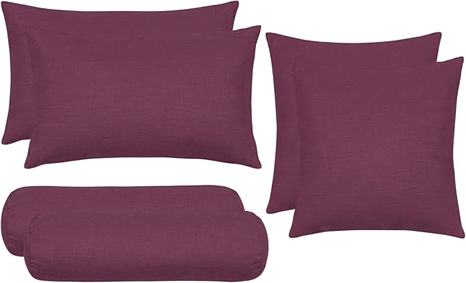 RSH DECOR: 6-Pack Pillow Set | Sunbrella Performance Fabric |Water & Fade-Resistant| 17" Square, 20"x12" Lumbar, 20"x6" Neck Roll | Outdoor Pillows for Patio Furniture | Made in USA (Canvas Iris)