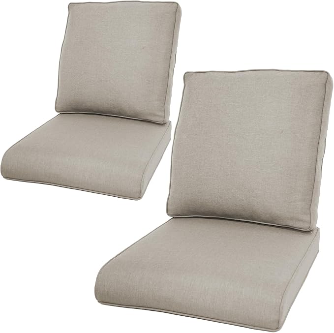 Luxury 22*24*4in Outdoor Patio Cushions, 2 Pieces Beige Outdoor Cushion | Water-Resistant, Reversible, Removable Cover, Stain-Resistant, for Patio Chairs Sofa Couch Loveseat