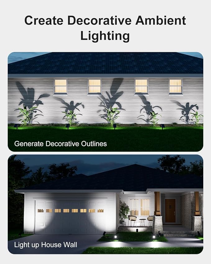 FALOVE Solar Spot Lights Outdoor Waterproof for Flag, Palm Tree, Pole, Sign, Statue, Mailbox, Bright LED Outside Landscape Flood Spotlights for Accent Uplighting Yard, Garden, House, Backyard, Patio