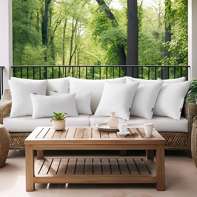 MIULEE Pack of 2 Decorative Outdoor Waterproof Pillow Covers 18x18 Inch Black with Pack of 2 Outdoor Pillow Inserts
