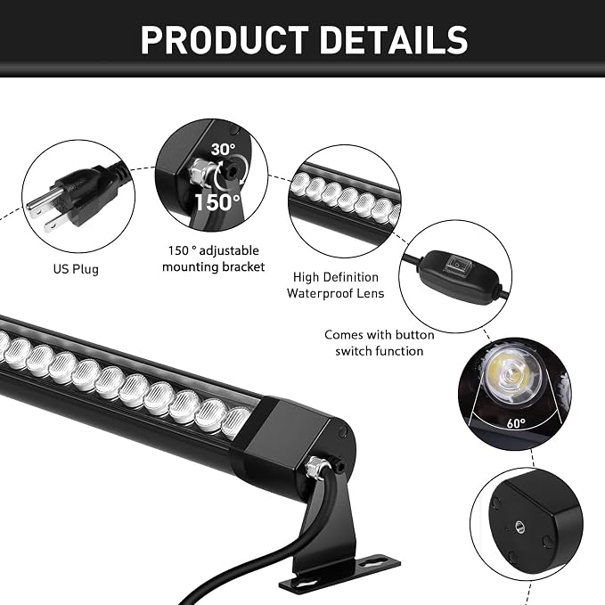 LED Wall Washer Lights Bar 2 Pack,54W 6000K Outdoor Wall Wash Lighting,40 Inch IP67 Waterproof 120V Outdoor LED Light Bar with Switch On/Off for Garden,Backyard,Building,Courtyard Landscape Lighting