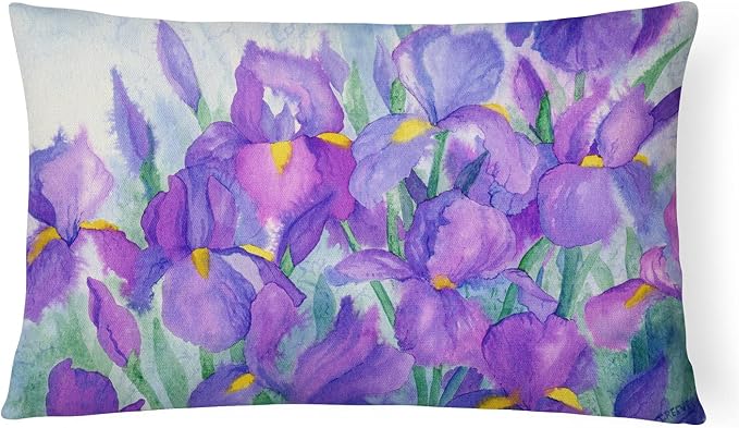 Caroline's Treasures IBD0256PW1216 Purple Iris Canvas Fabric Decorative Pillow Machine Washable, Indoor Outdoor Decorative Pillow for Couch, Bed or Patio, 12HX16W