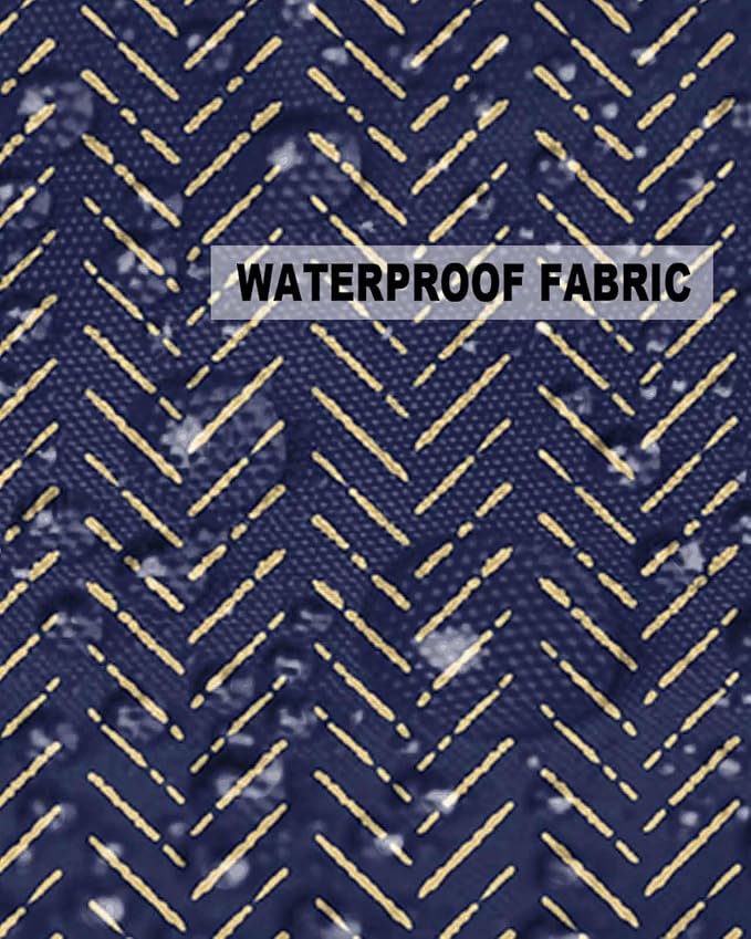 Navy Blue Gold Striped Outdoor Pillow Covers Waterproof,All Weather Cushion Case Set of 2 Decorative Pillowcases for Sofa Couch Bed Decor Patio Furniture 18"x18" Contemporary Minimalist Boho Geometric