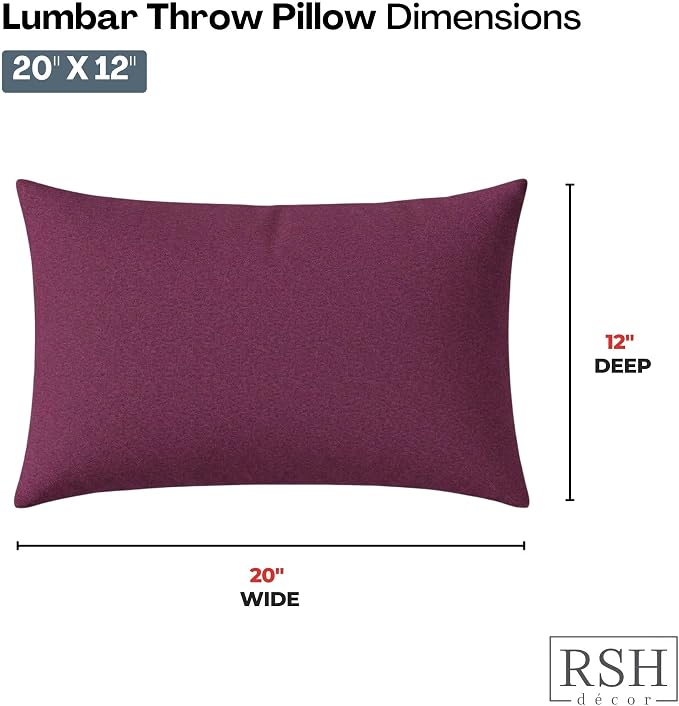 RSH DECOR: Sunbrella Lumbar Throw Pillows Set of 2 | 20" x 12" | Water and Fade-Resistant Performance Fabric | Outdoor Pillow Covers with Down-Alternative Inserts | Made in USA (Canvas Iris)
