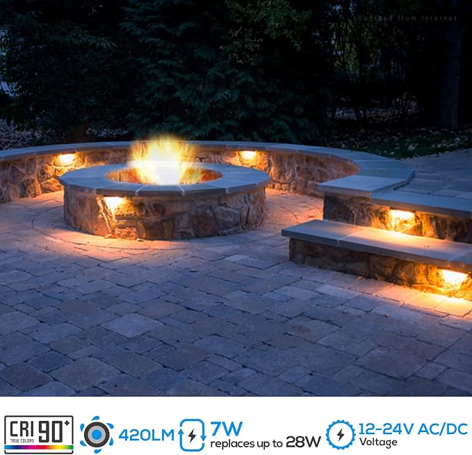 LEONLITE 8-Pack 5CCT 12 Inch LED Hardscape Lighting, 2200K-5000K | LED Landscape Lighting, 12-24V AC/DC Paver Light Low Voltage Retaining Wall Lights, 7W Outdoor Step Lights, ETL