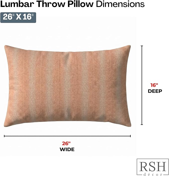 RSH DECOR: Sunbrella Jumbo Lumbar Pillows Set of 2 | 26" x 16" | Water and Fade-Resistant Performance Fabric | Outdoor Pillow Covers with Down-Alternative Inserts | Made in USA (Perception Spark)