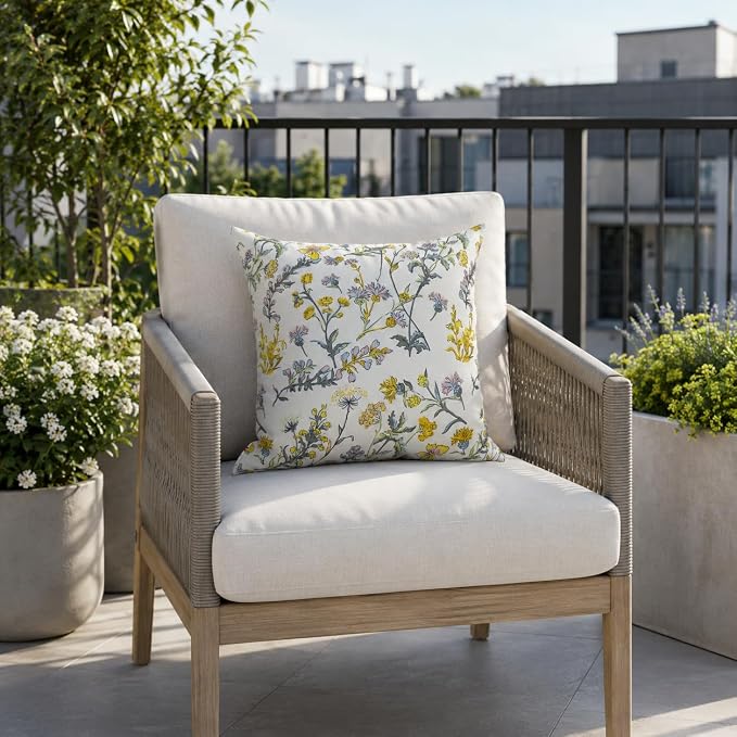 Outdoor/Indoor Decorative Throw Pillows 18×18 Inch | Pack of 2 Waterproof Decorative Throw Pillows with Inserts, Square Pillows for Bed, Couch, Sofa and Patio Furniture