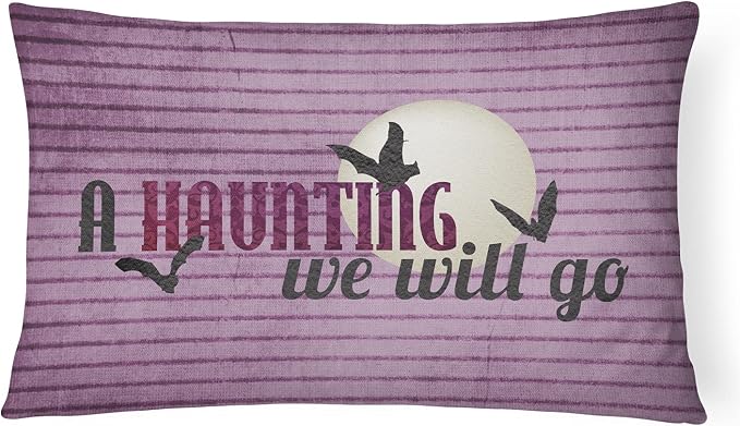 Caroline's Treasures SB3015PW1216 A Haunting we Will go Halloween Canvas Fabric Decorative Pillow 100% Machine Washable Pillow, Indoor or Outdoor Decorative Throw Pillow for Couch, Bed or Patio