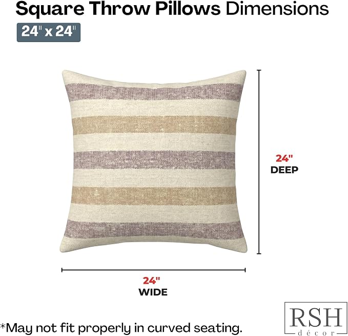 RSH DECOR Square Throw Pillows Set of 4, 24" x 24", Outdoor Pillows Waterproof, Outdoor Pillow Covers, Pillow Covers for Couch, Paris Lavendar, Made in USA
