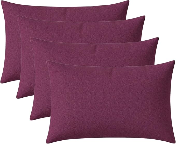 RSH DECOR: Sunbrella Jumbo Lumbar Throw Pillows Set of 4 | 26" x 16" | Indoor Outdoor for Patio Furniture | Water & Fade-Resistant | Includes Down-Alternative Inserts | Made in USA (Canvas Iris)