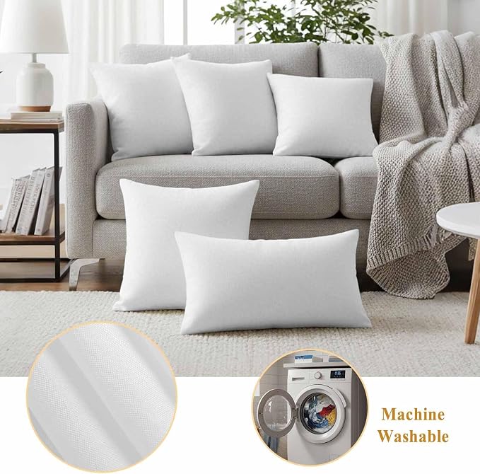 White Waterproof Outdoor Pillow Covers 20''x20'' Set of 2, Modern Simple Patio Furniture White Cushion Covers for Chairs, Decorative Solid Color Pillow Cases for Garden/Pool/Beach