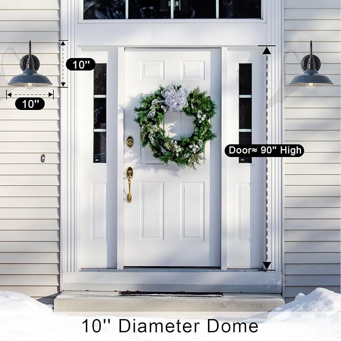 10 Inch Dome Gooseneck Lights Outdoor, Indigo Blue Exterior Barn Light for House, Outdoor Farmhouse Lights Fixture, Outside Wall Sconce Lighting for Porch, Garage, Front Door