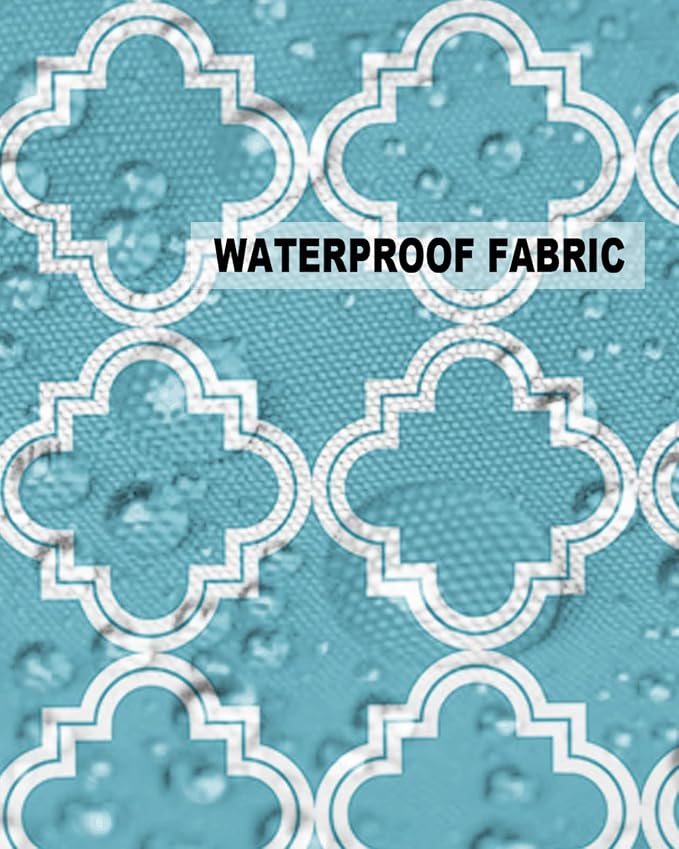 Outdoor Waterproof Pillow Covers for Patio Furniture Moroccan Pattern Decorative Throw Pillow Cover Blue Geometric Trellis Pillowcases Set of 2 Cushion Case for Sofa Couch Chair Home Decor 20x12 inch