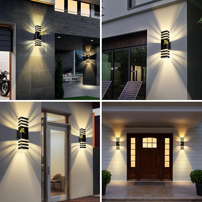 LED Square Up & Down Wall Lights,Outdoor Wall Lights Exterior Light Fixtures Wall Mount, Up Down Porch Lights Outdoor for House Porch Garage, 3000K, Aluminum Body,Waterproof IP65,2 Pack 16"