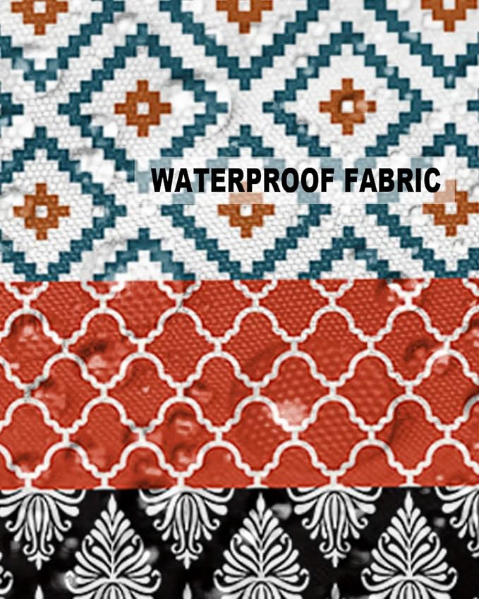 Outdoor Waterproof Throw Pillow Covers Boho Stripe Tribal Vingtage Lumbar Pillowcases Bohemian Style Pattern Decorative Pillows Cushion Case Patio Pillows for Couch Bed Garden 18 x 18 Inches