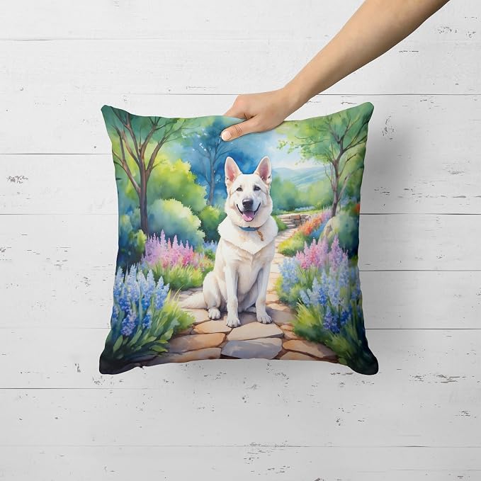 Caroline's Treasures German Shepherd Spring Path Throw Pillow Machine Washable, Indoor Outdoor Decorative Pillow for Couch, Bed or Patio, 18Hx18W