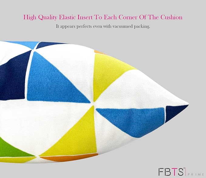 Outdoor Waterproof Decorative Throw Pillows with Inserts for Patio Furniture, 18x18 Inch Fade Resistant Patio Garden Cushions for Couch Bed Sofa, Triangular Multi