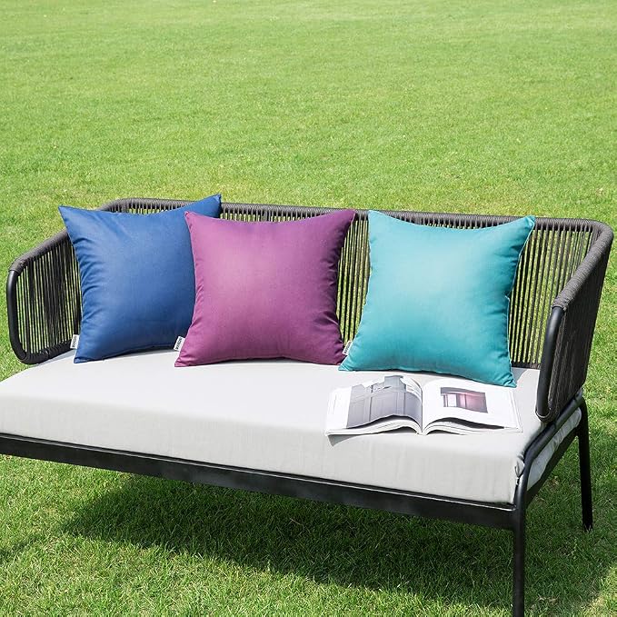 MIULEE Decorative Outdoor Waterproof Pillow Covers 24x24 Navy Blue | Decorative Patio Furniture,Pack of 2,Accent Square Euro Soild Throw Pillow Covers,Summer Garden Tent Couch Sofa