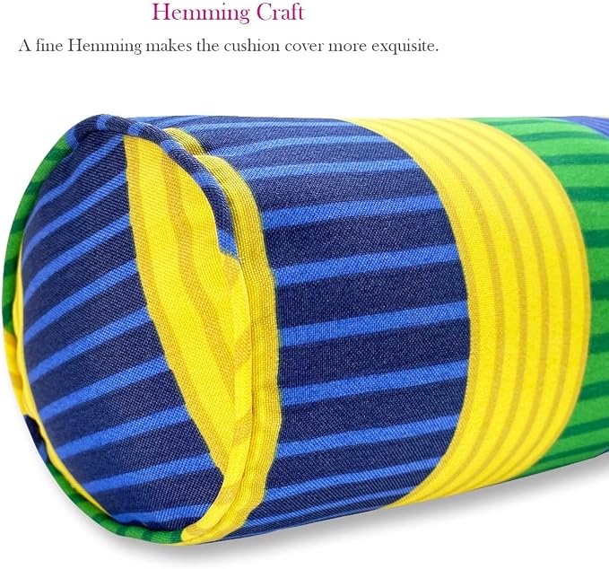 Pack of 2 Outdoor Waterproof Decorative Bolster Pillows with Inserts for Patio Furniture, 20x6 Inch Fade Resistant Patio Garden Bolster Cushions for Couch Bed Sofa, Striped Multi