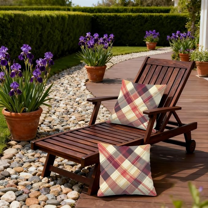 18x18 Inch Outdoor Pillow Covers Set of 2 Waterproof Throw Pillow Covers Decorative Couch Cushion Covers Buffalo Plaid Square Pillowcases Protectors for Patio Garden Sofa