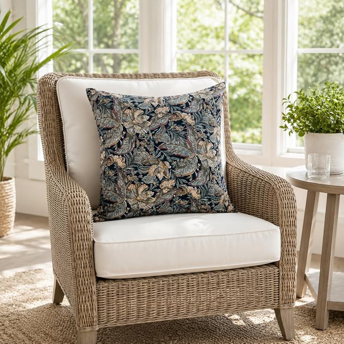 Outdoor/Indoor Decorative Throw Pillows 18×18 Inch | Pack of 2 Waterproof Decorative Throw Pillows with Inserts, Square Pillows for Bed, Couch, Sofa and Patio Furniture