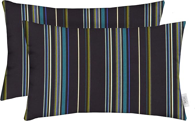 RSH Décor - Jumbo Lumbar Throw Pillows – Set of 2 | 26" x 16" | Indoor Outdoor Use – Patio, Lounge, Adirondack, Deck | Water & Fade-Resistant | Includes Down-Alternative Inserts | Stanton Lagoon
