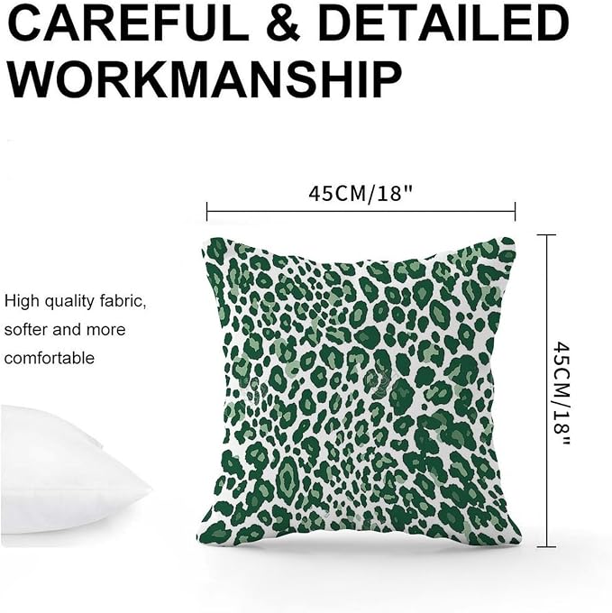 Leopard Graphite Green Dot Pillow Cover Green African Tribal Throw Pillow Cover Rustic Outdoor Waterproof Decorative Pillow Cover for Patio Couch Sofa Office 18x18 in