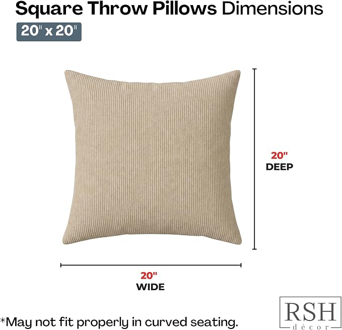 RSH DECOR: Square Throw Pillows Set of 2 | 20" x 20" | Water and Fade-Resistant Performance Fabric | Outdoor Pillow Covers with Down-Alternative Inserts | Made in USA (Logic Bones)