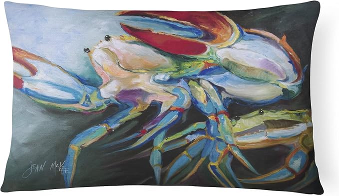 Caroline's Treasures JMK1103PW1216 Blue Crab Canvas Fabric Decorative Pillow Machine Washable, Indoor Outdoor Decorative Pillow for Couch, Bed or Patio, 12HX16W
