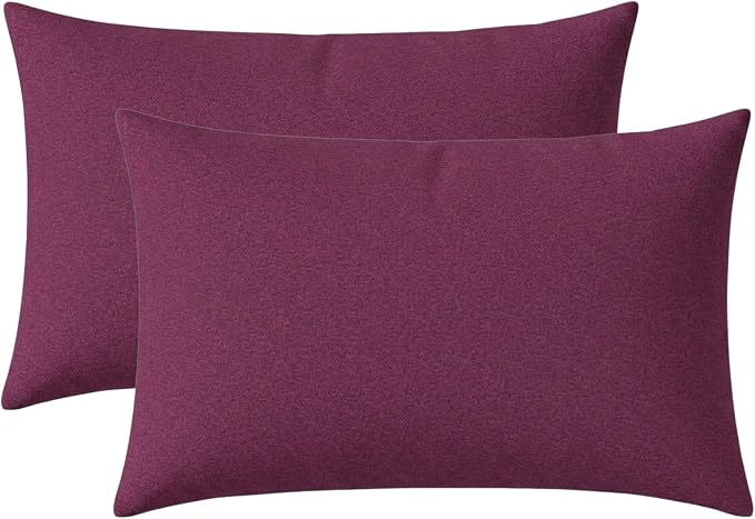 RSH DECOR: Sunbrella Lumbar Throw Pillows Set of 2 | 20" x 12" | Water and Fade-Resistant Performance Fabric | Outdoor Pillow Covers with Down-Alternative Inserts | Made in USA (Canvas Iris)