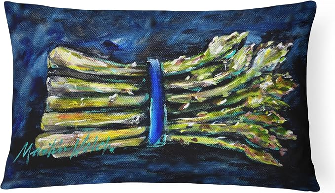 Caroline's Treasures MW1218PW1216 Asperagus Blew Canvas Fabric Decorative Pillow Machine Washable, Indoor Outdoor Decorative Pillow for Couch, Bed or Patio, 12HX16W