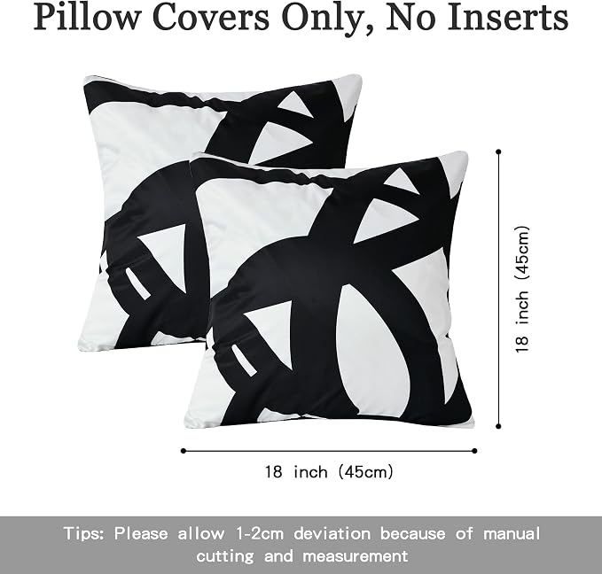 Abstract Lines Outdoor Waterproof Pillow Covers 18x18 Inch, 2 Pack | Black and White Striped Throw Pillow Cover, Modern Aesthetic Cushion Cases for Patio Garden Tent Balcony Couch Bed Sofa
