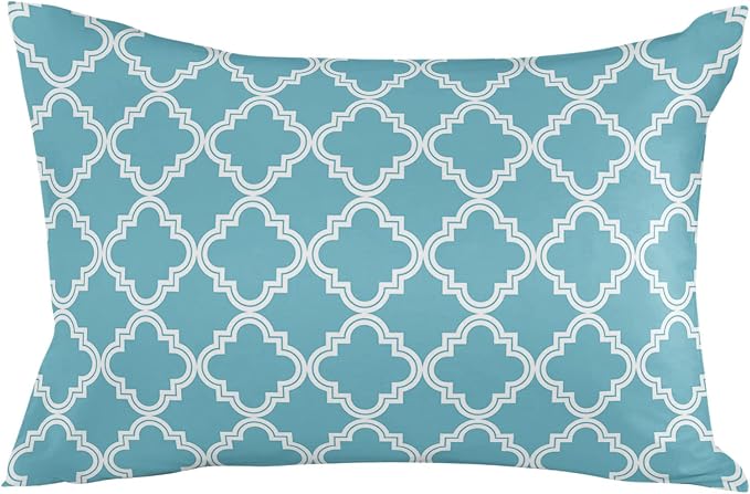 Outdoor Waterproof Pillow Covers for Patio Furniture Moroccan Pattern Decorative Throw Pillow Cover Blue Geometric Trellis Pillowcases Set of 2 Cushion Case for Sofa Couch Chair Home Decor 20x12 inch